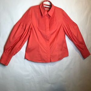 TRACY M ORANGE  BUTTON UP BLOUSE SIZE L